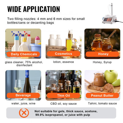 VEVOR vloeistofvulmachine, weegvermogen van 5-300 g, automatische flessenvulmachine, vulmachine, peristaltische pomp, digitale bediening voor melk, water, wijn, dranken, sojasaus (enkele D