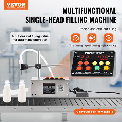 VEVOR vloeistofvulmachine, vulcapaciteit 10-4000 ml, automatische flessenvulmachine, vulmachine, digitale bediening voor melk, water, wijn, dranken, sojasaus, azijn, alcohol (enkele D