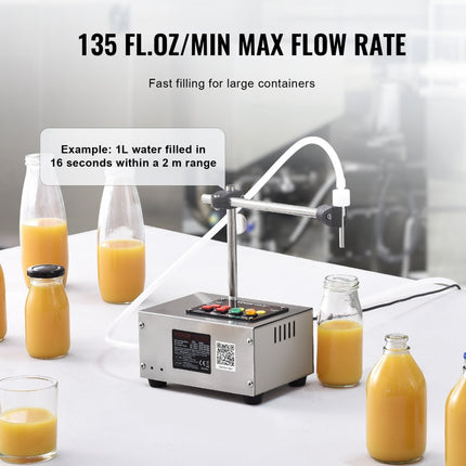 VEVOR vloeistofvulmachine, vulcapaciteit 10-4000 ml, automatische flessenvulmachine, vulmachine, digitale bediening voor melk, water, wijn, dranken, sojasaus, azijn, alcohol (enkele D