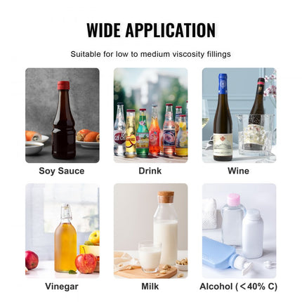 VEVOR vloeistofvulmachine, vulcapaciteit 10-4000 ml, automatische flessenvulmachine, vulmachine, digitale bediening voor melk, water, wijn, dranken, sojasaus, azijn, alcohol (enkele D