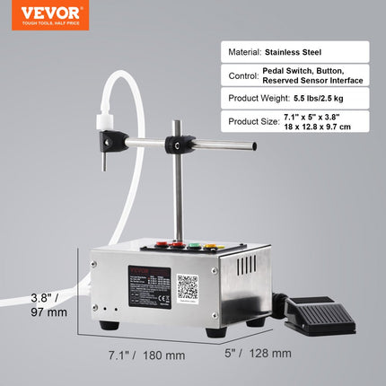VEVOR vloeistofvulmachine, vulcapaciteit 10-4000 ml, automatische flessenvulmachine, vulmachine, digitale bediening voor melk, water, wijn, dranken, sojasaus, azijn, alcohol (enkele D