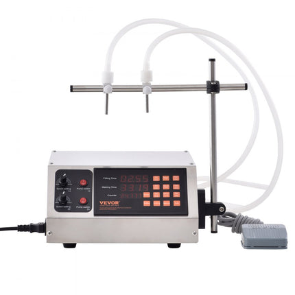 VEVOR vulmachine dubbel mondstuk met onafhankelijke vulkanalen vloeistofvulmachine 3,7 L/min flessenvulmachine 34 x 26 x 14 cm pastavulmachine roestvrijstalen vulmachine wijnmelk etc.