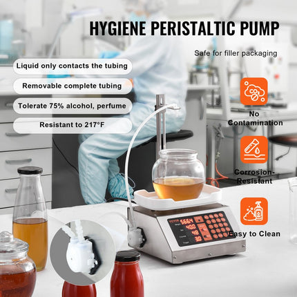 VEVOR vloeistofvulmachine, weegvermogen van 5-50 g, automatische flessenvulmachine, vulmachine, peristaltische pomp, digitale bediening voor melk, water, wijn, dranken, sojasaus (enkele du