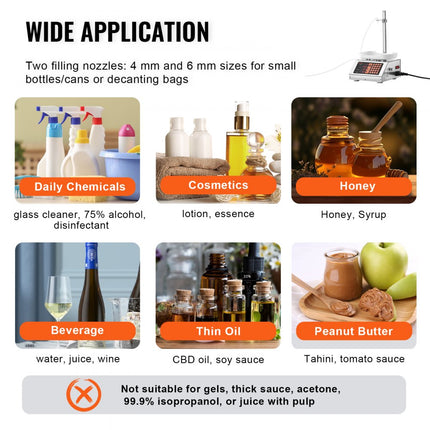 VEVOR vloeistofvulmachine, weegvermogen van 5-50 g, automatische flessenvulmachine, vulmachine, peristaltische pomp, digitale bediening voor melk, water, wijn, dranken, sojasaus (enkele du