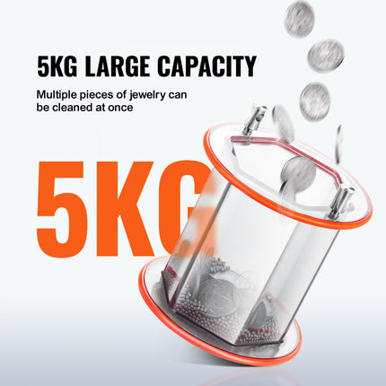 VEVOR Polijsttrommel Sieraden Polijstmachine 5 kg Rotary Tumbler Oppervlakpolijstmachine 60 W Sieraden Polijsten Rotary Tumbler Instelbare Tijd & Snelheid Polijstmachine Kogelmolen voor Goud Zilver Etc.