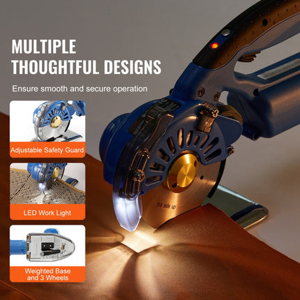 VEVOR draagbare stoffensnijder 150 W, elektrische industriële stoffensnijder, bladgrootte: 100 mm, maximale snijdikte: 27 mm, draadloze stoffen schaar gemaakt van gelegeerd staal, ideaal voor stoffen, stoffen enz.