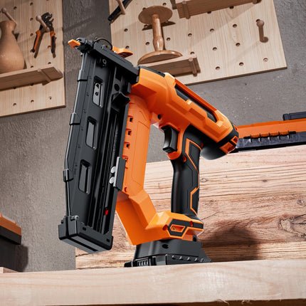 VEVOR perslucht nietmachine perslucht schiethamer 100 spijkers/minuut, perslucht spijkermachine perslucht nietmachine 105 spijkers enkele laadcapaciteit, draadloze perslucht nietmachine perslucht spijkermachine oranje