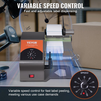 VEVOR Automatische labeldispenser, breedte 5-115 mm, lengte> 5 mm, labelstripper, labelscheidingsmachine, labelapplicator met continue snelheidsaanpassing, 24V koperen spoelmotor