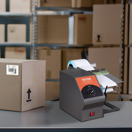 VEVOR Automatische labeldispenser, breedte 5-115 mm, lengte> 5 mm, labelstripper, labelscheidingsmachine, labelapplicator met continue snelheidsaanpassing, 24V koperen spoelmotor
