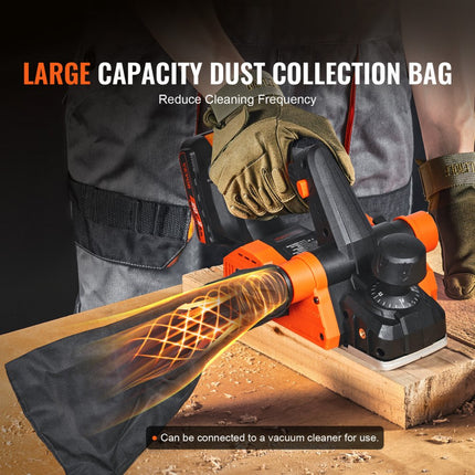 VEVOR accuschaafmachine 20V 800W handschaafmachine 82 mm breedteschaafmachine 2 mm schaafdiepte elektrische schaafmachine 16000 tpm eenhandschaafmachine met HSS-messen en dubbel stofafvoersysteem Hobekl handschaafmachine