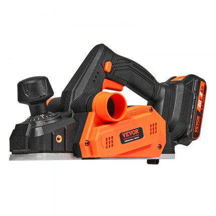 VEVOR accuschaafmachine 20V 800W handschaafmachine 82 mm breedteschaafmachine 2 mm schaafdiepte elektrische schaafmachine 16000 tpm eenhandschaafmachine met HSS-messen en dubbel stofafvoersysteem Hobekl handschaafmachine