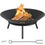 VEVOR Vuurkorf Buiten 55,5 cm Diameter Vuurschaal Zwart Geschilderd Koolstofstaal Outdoor Vuurschaal met 2-in-1 Functionele Basis en Brandhoutstok