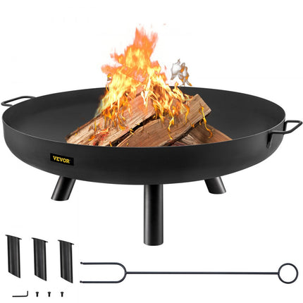 VEVOR Vuurkorf Buiten 77 cm Diameter Vuurschaal Zwart Geschilderd Koolstofstaal Outdoor Fire Bowl met Handgrepen en 3 Ondersteunende Been Toegepast in Tuinen Patio's Parken Achtertuinen Veranda's enz