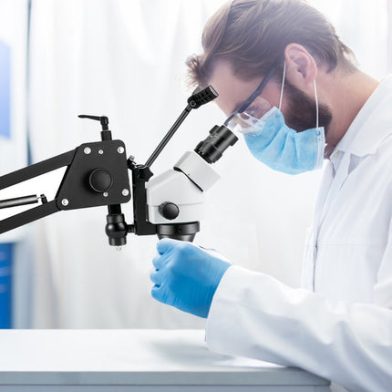 VEVOR Zoom Trinoculaire stereomicroscoop WF10X 20 mm binoculaire stereokolomstandaard voor sieradengereedschap (3,5X-90X) Microscoop, lettergreep, 1 telling (pak van 1) Multidirectionele microscoop