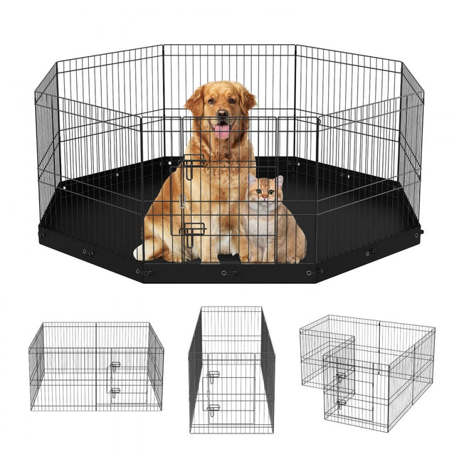 VEVOR puppybox 8 stuks. Puppyren 609,6 cm hoge dierenbox met vloermat gemaakt van 600D Oxford-stof hondenbox gemaakt van Q235 hondenbox buitenverblijf voor kleine en middelgrote huisdieren