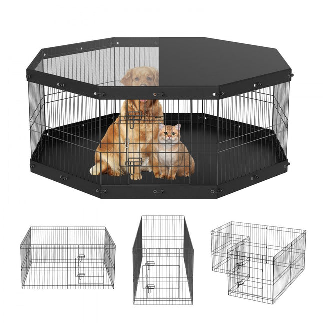 VEVOR puppybox 8 stuks. Puppyren 609,6 cm hoge dierenbox met vloermat en hoes van 600D Oxford-stof hondenbox gemaakt van Q235 hondenbox buitenverblijf