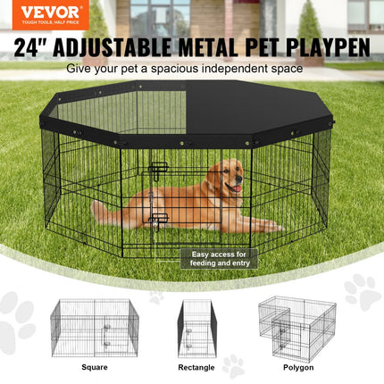 VEVOR puppybox 8 stuks. Puppyren 609,6 cm hoge dierenbox met hoes gemaakt van 600D Oxford-stof hondenbox gemaakt van Q235 hondenbox buitenverblijf voor kleine en middelgrote huisdieren