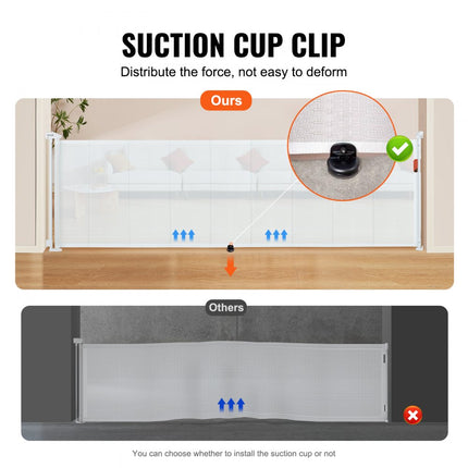 VEVOR Deurhekje Traphekje max. 295 cm Uitschuifbaar Babyhekje 87 cm Hoge Deurpoort Huisdieren Kinderhekje Wit Traphekje voor Klemmen voor Baby Hondenhekje Buiten