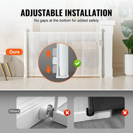 VEVOR Deurhekje Traphekje max. 153 cm Uitschuifbaar Babyhekje 87 cm Hoge Deurpoort Huisdieren Kinderhekje Wit Traphekje voor Klemmen voor Baby Hondenhekje Buiten