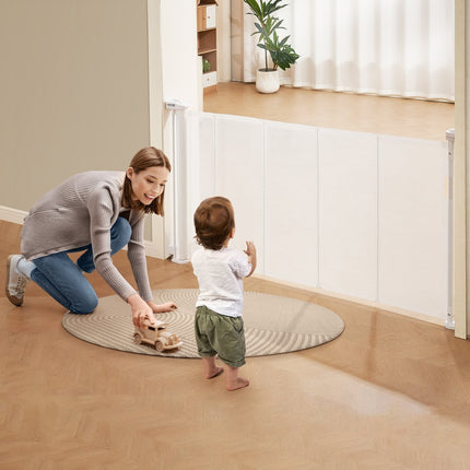 VEVOR Deurhekje Traphekje max. 153 cm Uitschuifbaar Babyhekje 87 cm Hoge Deurpoort Huisdieren Kinderhekje Wit Traphekje voor Klemmen voor Baby Hondenhekje Buiten