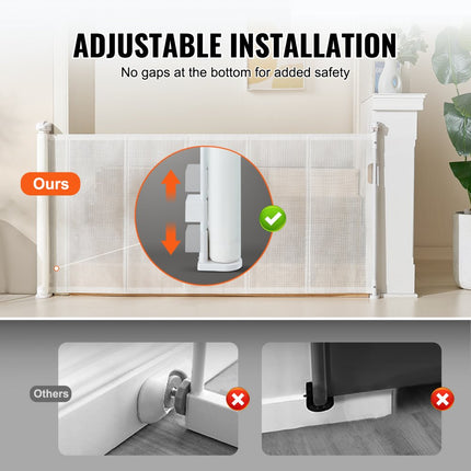 VEVOR Deurhekje Traphekje max. 195 cm Uitschuifbaar Babyhekje 87 cm Hoge Deurpoort Huisdieren Kinderhekje Wit Traphekje voor Klemmen voor Baby Hondenhekje Buiten