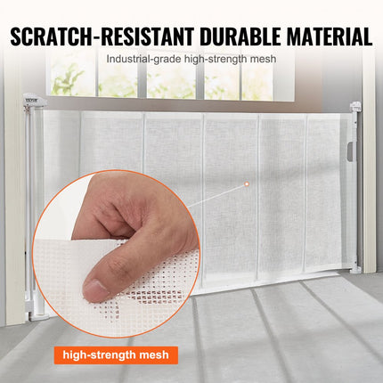 VEVOR Deurhekje Traphekje max. 195 cm Uitschuifbaar Babyhekje 87 cm Hoge Deurpoort Huisdieren Kinderhekje Wit Traphekje voor Klemmen voor Baby Hondenhekje Buiten