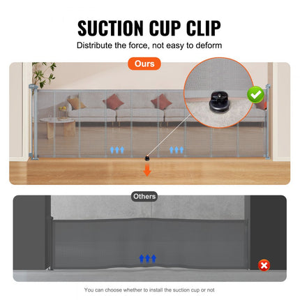 VEVOR Deurhekje Traphekje max. 295 cm Uitschuifbaar Babyhekje 87 cm Hoge Deurpoort Huisdieren Kinderhekje Grijs Traphekje voor Klemmen voor Baby Hondenhekje Buiten