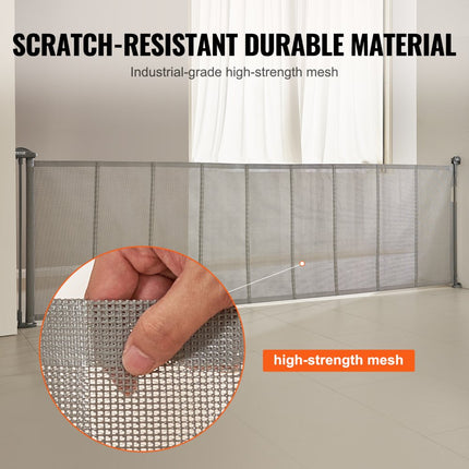 VEVOR Deurhekje Traphekje max. 295 cm Uitschuifbaar Babyhekje 87 cm Hoge Deurpoort Huisdieren Kinderhekje Grijs Traphekje voor Klemmen voor Baby Hondenhekje Buiten