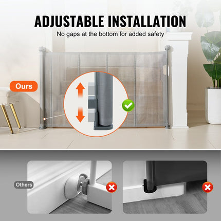 VEVOR Deurhekje Traphekje max. 153 cm Uitschuifbaar Babyhekje 87 cm Hoge Deurpoort Huisdieren Kinderhekje Grijs Traphekje voor Klemmen voor Baby Hondenhekje Buiten