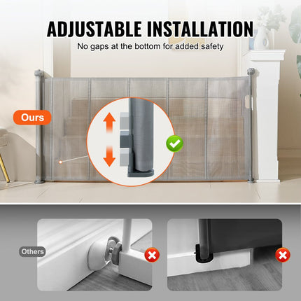 VEVOR Deurhekje Traphekje max. 195 cm Uitschuifbaar Babyhekje 87 cm Hoge Deurpoort Huisdieren Kinderhekje Grijs Traphekje voor Klemmen voor Baby Hondenhekje Buiten
