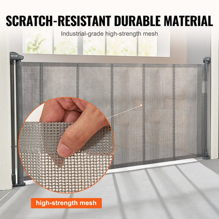 VEVOR Deurhekje Traphekje max. 195 cm Uitschuifbaar Babyhekje 87 cm Hoge Deurpoort Huisdieren Kinderhekje Grijs Traphekje voor Klemmen voor Baby Hondenhekje Buiten