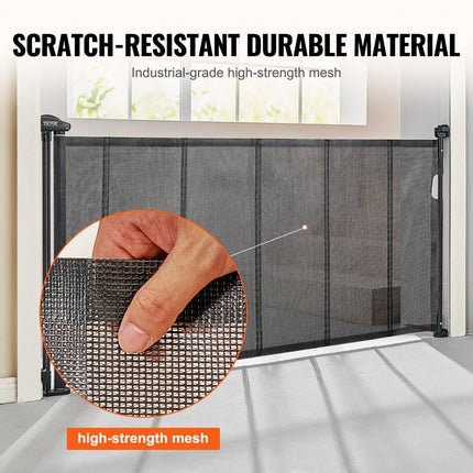 VEVOR Deurhekje Traphekje max. 195 cm Uitschuifbaar Babyhekje 87 cm Hoge Deurpoort Huisdieren Kinderhekje Zwart Traphekje voor Klemmen voor Baby Hondenhekje Buiten