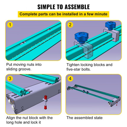 VEVOR freeswagen 60" breedte houtbewerkingsplaatgeleider met vergrendelingsfunctie Draagbaar en eenvoudig aan te passen trimschaafmachine voor het gladmaken van hout DIY