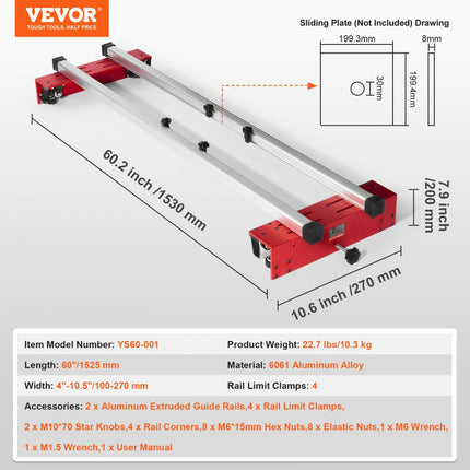 VEVOR vlakfreesapparaat voor bovenfrees, vlakfreesmachine, vlakfrezen 1525 mm