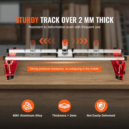 VEVOR Routerwagen 1625mm Draagbaar Verstelbaar Paneelafvlakapparaat DIY Houtbewerking Routerwagen Paneelgeleidingsapparaat Trimschaafmachine voor het gladmaken van hout