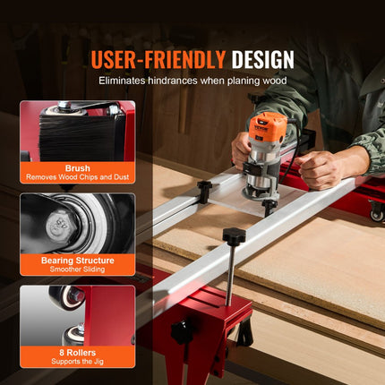 VEVOR Routerwagen 1625mm Draagbaar Verstelbaar Paneelafvlakapparaat DIY Houtbewerking Routerwagen Paneelgeleidingsapparaat Trimschaafmachine voor het gladmaken van hout