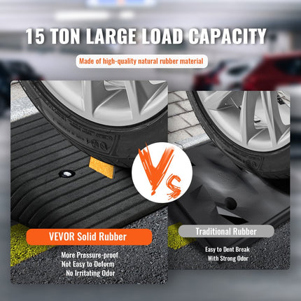 VEVOR drempeloprijplaat massief rubberen deurdrempeloprijplaat 15 ton belasting oprijplaat met goot 90,2x53,34x7,6 cm rolstoeloprijplaat oprijplaat