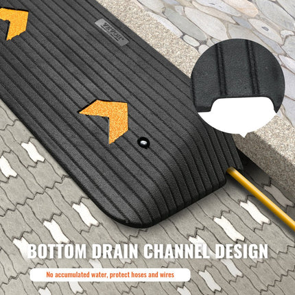 VEVOR drempeloprijplaat massief rubberen deurdrempeloprijplaat 15 ton belasting oprijplaat met goot 90,2x53,34x7,6 cm rolstoeloprijplaat oprijplaat