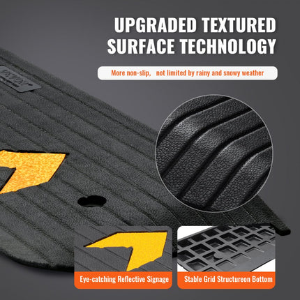 VEVOR drempeloprijplaat massief rubberen deur drempeloprijplaat 15 ton draagvermogen oprijplaat met goot 113x24,1x2,5 cm rolstoeloprijplaat oprijplaat rubberen oprijplaat ideaal bij oneffen bodem stoepranden