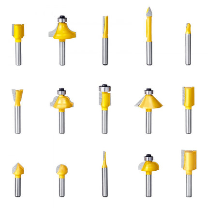 VEVOR 15-delige hardmetalen freesset met 1/4" schacht draagtas