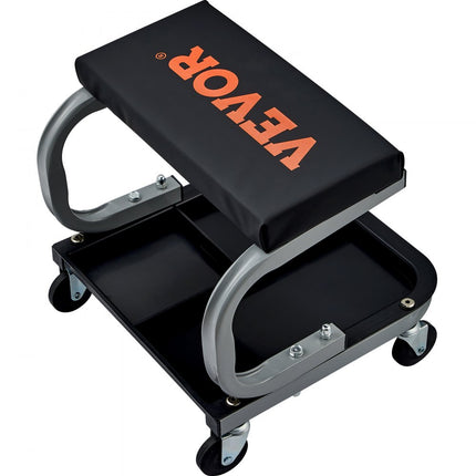 VEVOR autowerkplaatsrolplank, werkplaatsligstoel, montageligstoel, werkplaatskruk, 36 x 36 x 36 cm, montagerolplank met zitting 36 x 18 x 4 cm, staal + PU werkplaatskruk, draagvermogen tot 113 kg, gerepareerde kruk