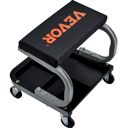 VEVOR autowerkplaatsrolplank, werkplaatsligstoel, montageligstoel, werkplaatskruk, 36 x 36 x 36 cm, montagerolplank met zitting 36 x 18 x 4 cm, staal + PU werkplaatskruk, draagvermogen tot 113 kg, gerepareerde kruk