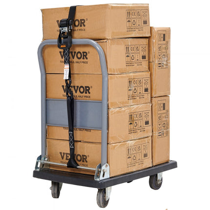 VEVOR Set van 4 spanbanden 0,04 x 2,4 m Spanband 2362 kg Ratelspanband Polyesterband en koolstofstalen haakbevestigingsband Ratelspanband Ideaal voor motorfietsen Fietsen Kajaks UTV Boten ATV