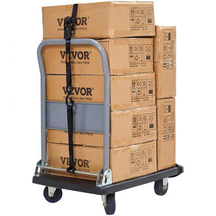 VEVOR Set van 4 spanbanden 0,025 x 4,6 m spanband 998 kg spanband met ratel polyester band haakbevestigingsband van koolstofstaal spanband met ratel ideaal voor motorfietsen fietsen kajaks UTV boten ATV