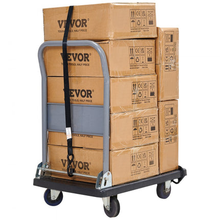 VEVOR Set van 4 spanbanden 0,025 x 4,6 m spanband 998 kg spanband met ratel polyester band haakbevestigingsband van koolstofstaal spanband met ratel ideaal voor motorfietsen fietsen kajaks UTV boten ATV