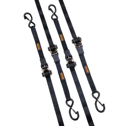 VEVOR Set van 4 spanbanden 0,025 x 4,6 m spanband 998 kg spanband met ratel polyester band haakbevestigingsband van koolstofstaal spanband met ratel ideaal voor motorfietsen fietsen kajaks UTV boten ATV