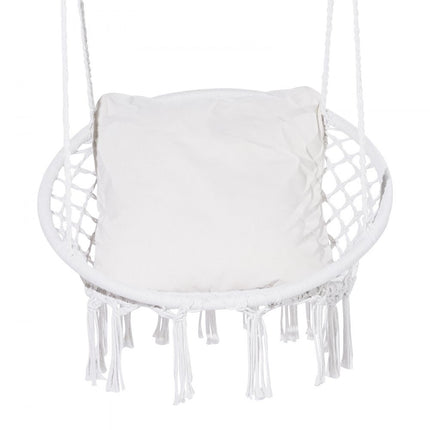 VEVOR hangstoel hangstoel hangend schommel incl. zitkussen 800x625x1200mm wit