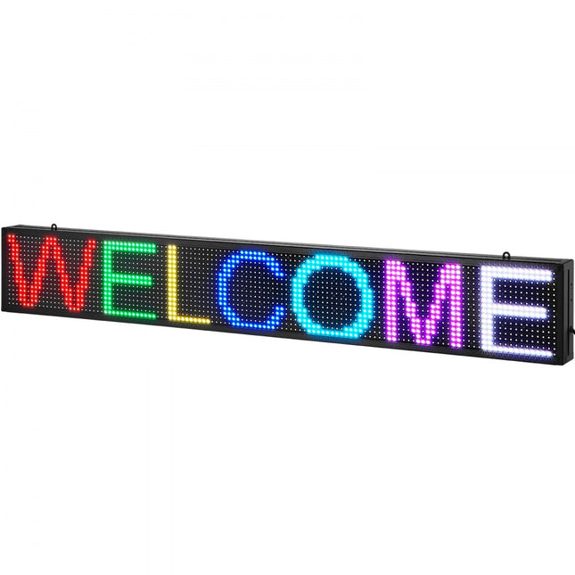 VEVOR Programmeerbaar LED-bord, P10 Full Color LED-scrollpaneel, doe-het-zelf displaybord met aangepast tekstanimatiepatroon, WIFI USB-bediening, Berichtwinkelbord 131x19cm