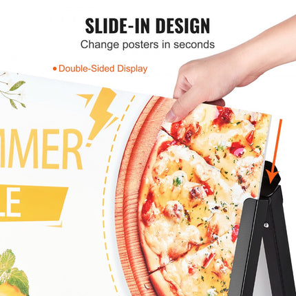 VEVOR stoepbord promenadebord 61 x 91 cm posterstandaard Q235 stalen posterstandaard met frame reclamebord loopbrugbord voor restaurant, bar, café, bedrijf etc.