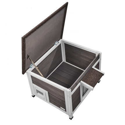 VEVOR Kattenhuis Cat Cave Kattenhut Hout Buiten Winterbestendig 600x530x465mm